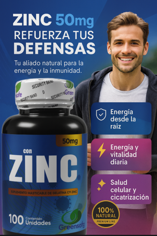 NutraVida Zinc 50 mg – Inmunidad, Energía y Vitalidad