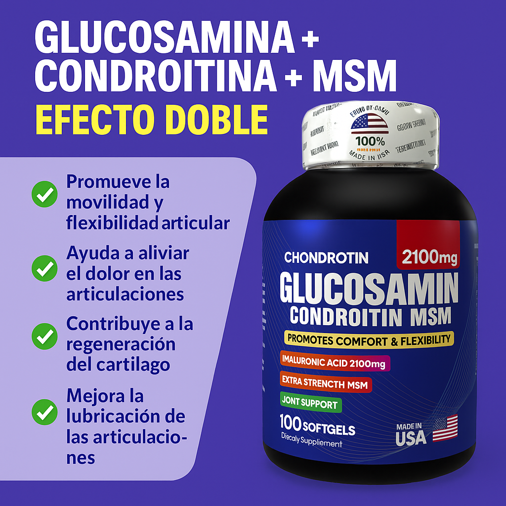 Glucosamina, Condroitina y MSM con Ácido Hialurónico
