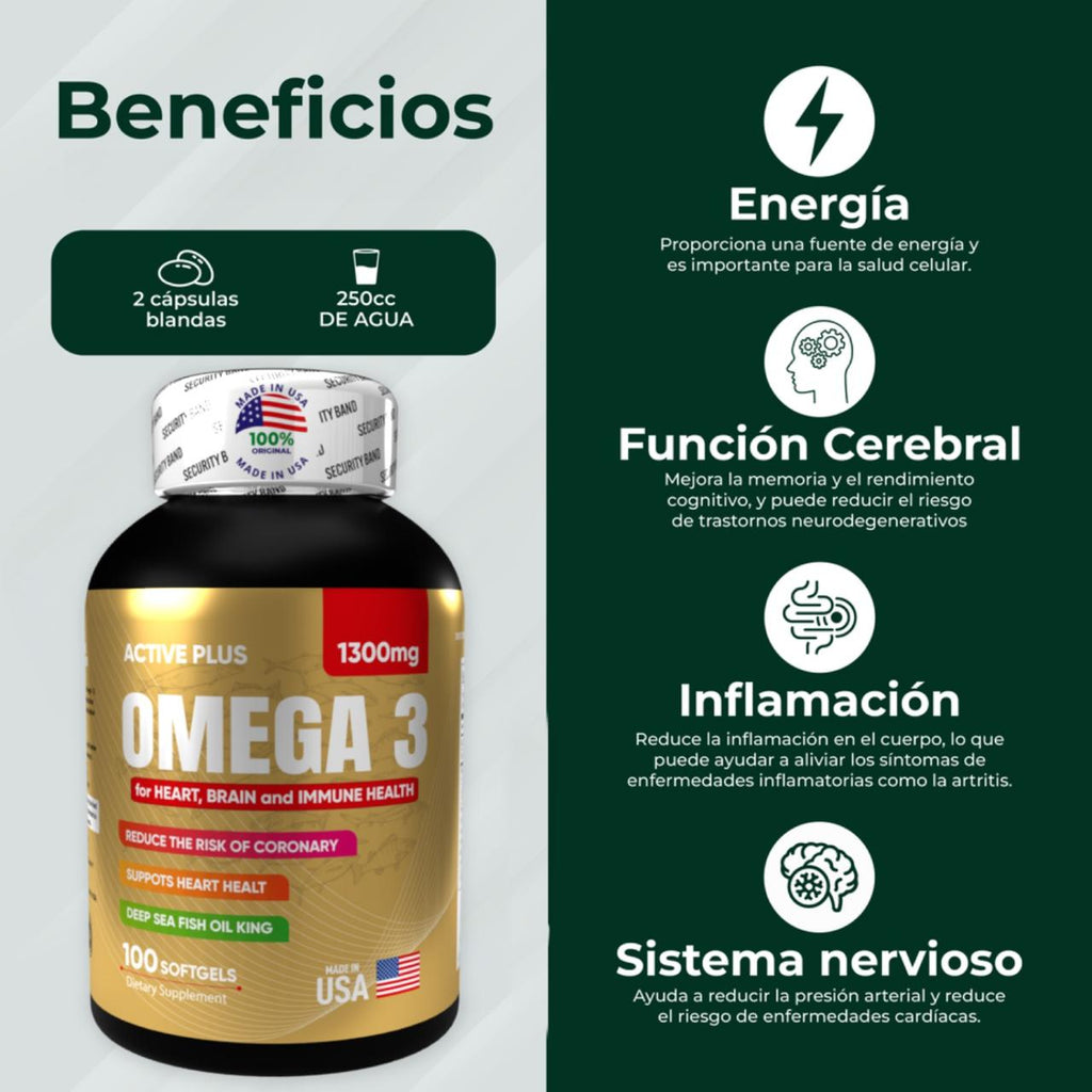 NutraVida Omega-3 Active Plus 1300 mg | Salud cardiovascular y cognitiva