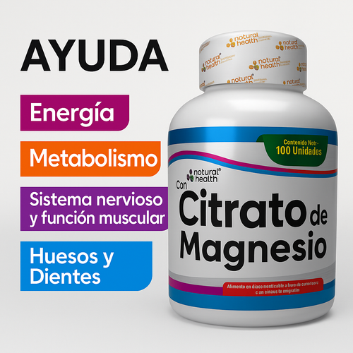 Citrato de Magnesio – Energía y Bienestar en Tabletas Masticables (100 Unidades)